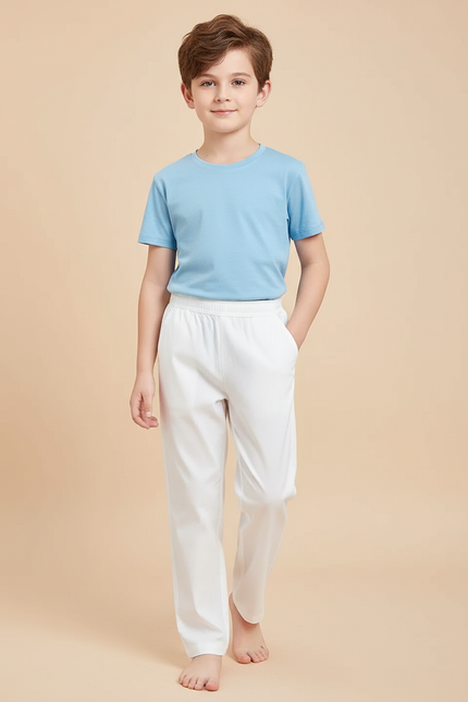 Pantalon Chino Garçon Blanc Droit - Coton