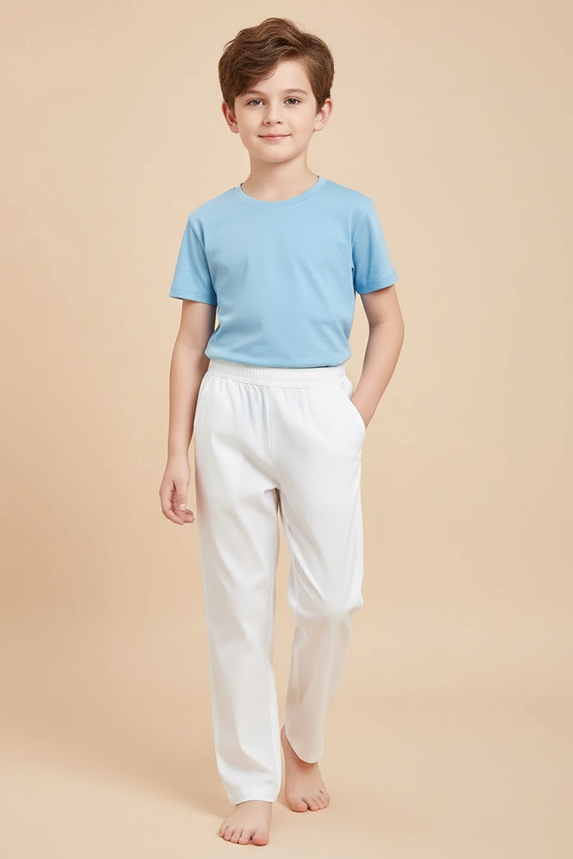 Pantalon Chino Garçon Blanc Droit - Coton