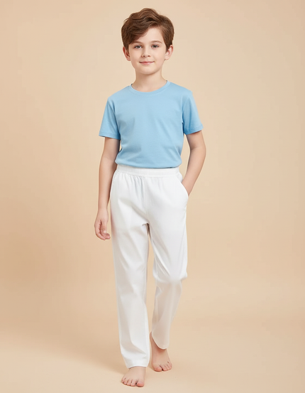 Pantalon Chino Garçon Blanc Droit - Coton