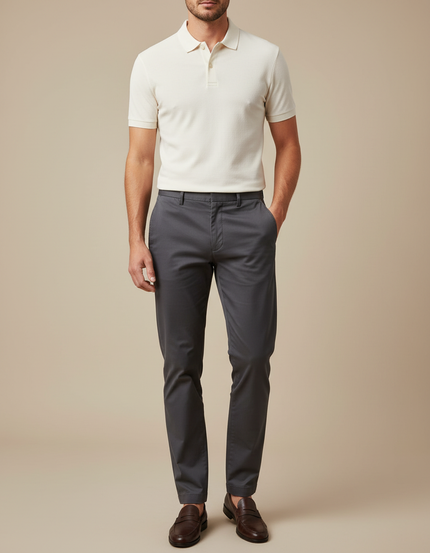 Pantalon Chino Gris Coton Stretch Homme Élégant