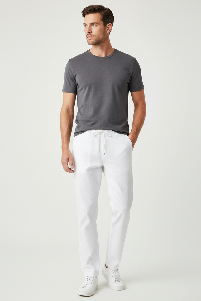 Pantalon Chino En Lin - Blanc