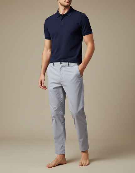 Pantalon Chino Gris Clair Coton Droit Décontracté Homme