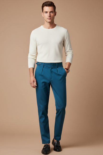 Pantalon Chino Bleu Canard - Gabardine