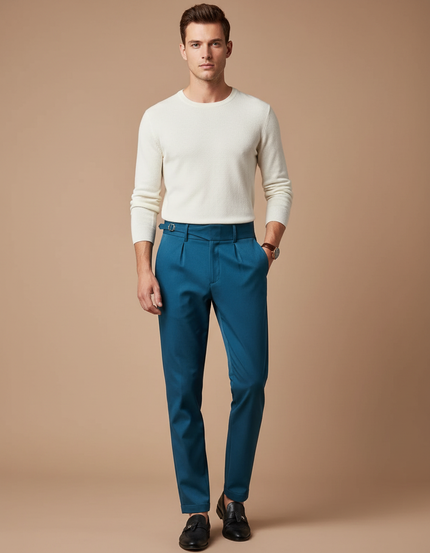 Pantalon Chino Bleu Canard - Gabardine
