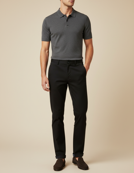 Pantalon Chino Noir Slim Coton Élégant Homme