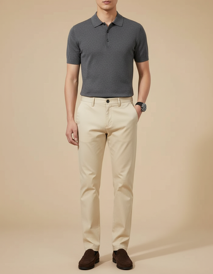 Pantalon Chino Creme - Beige Coton