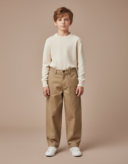 Pantalon Chino Beige Ample Coton Enfant