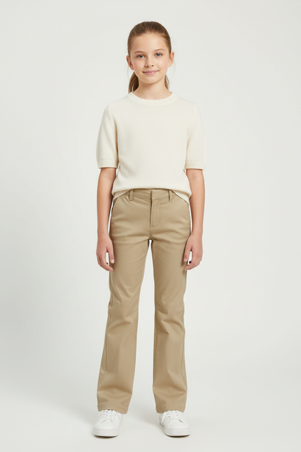 Pantalon Chino Beige Droit Enfant Décontracté Coton