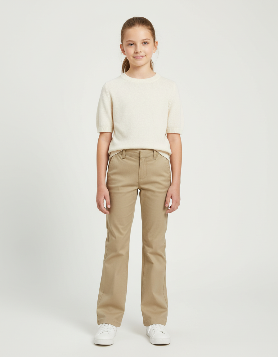 Pantalon Chino Beige Droit Enfant Décontracté Coton