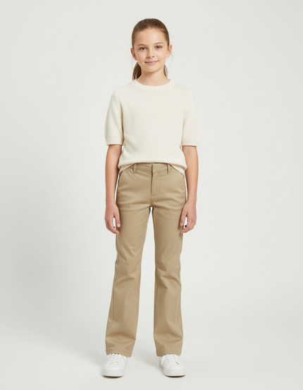 Pantalon Chino Beige Droit Enfant Décontracté Coton