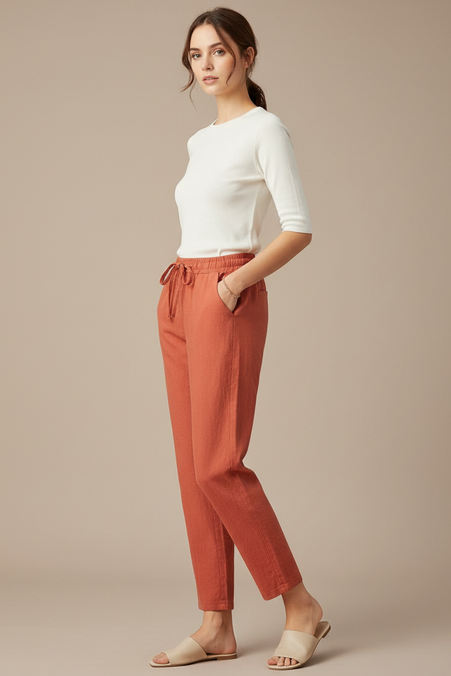 Pantalon Chino Corail Femme - Orange Lin