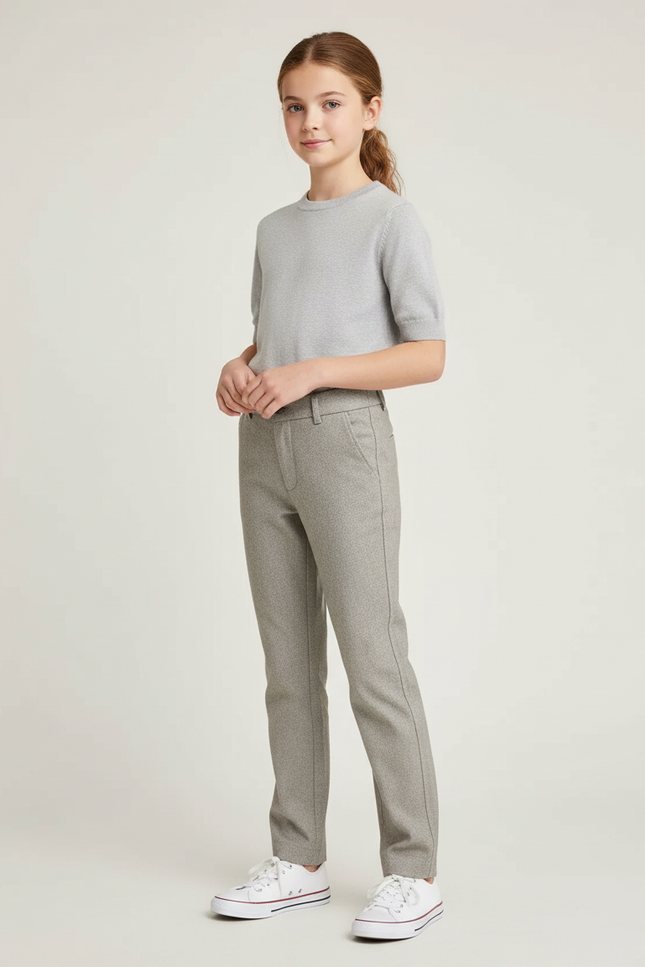 Pantalon Chino Gris Droit Enfant Décontracté - Tweed