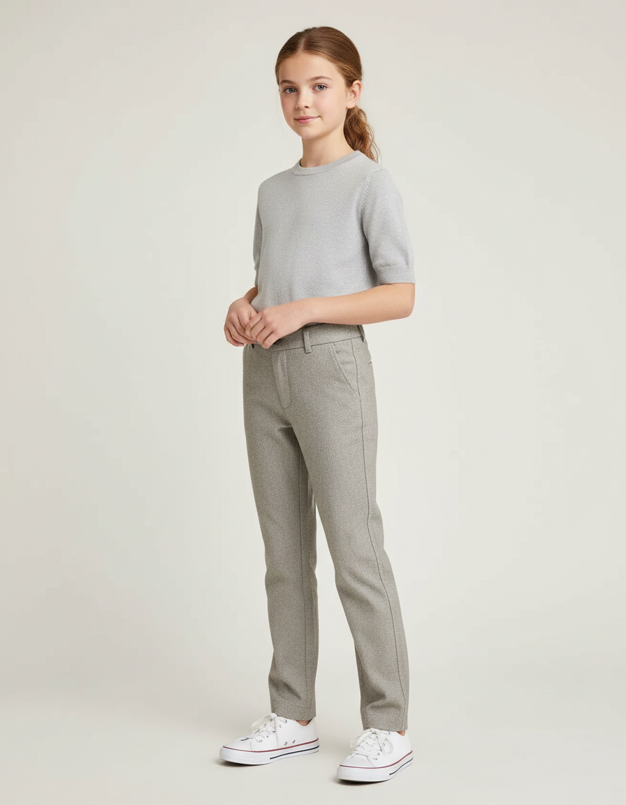 Pantalon Chino Gris Droit Enfant Décontracté - Tweed