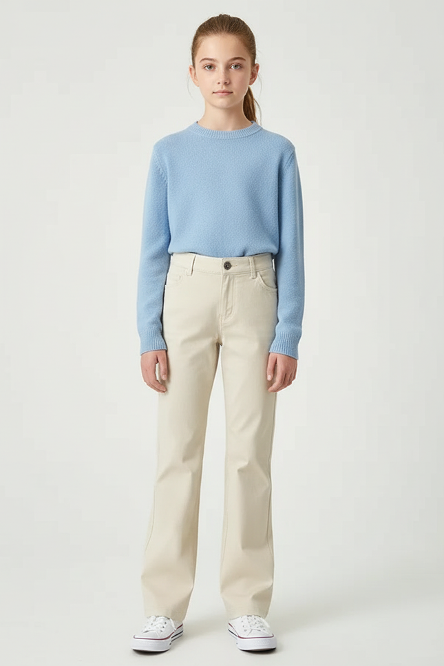 Pantalon Chino Beige Droit Coton Décontracté Enfant - Gabardine