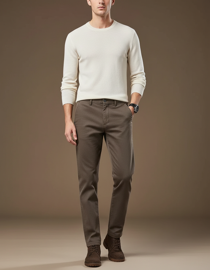 Pantalon Chino Marron Slim Décontracté Uni Homme - Gabardine