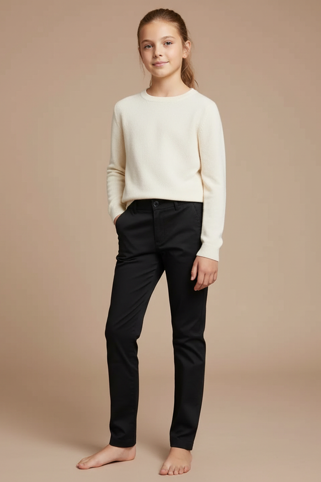 Pantalon Chino Noir Coton Stretch Droit Enfant
