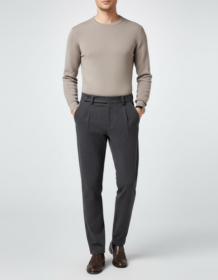 Pantalon Chino Gris Laine Droit Homme Élégant