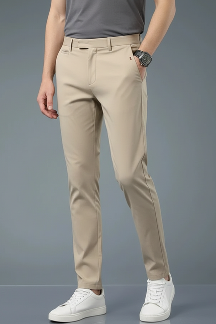 Pantalon Chino Beige Slim Extensible Décontracté Homme - Polyester