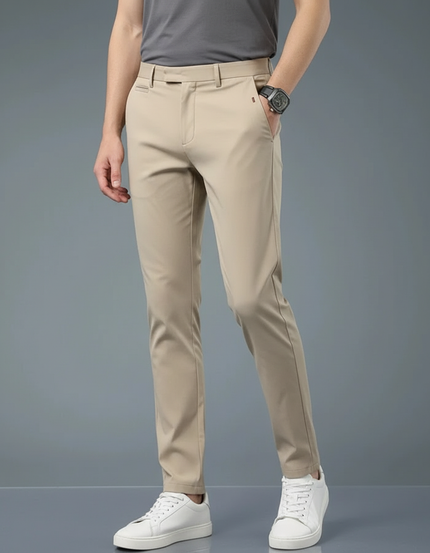Pantalon Chino Beige Slim Extensible Décontracté Homme - Polyester
