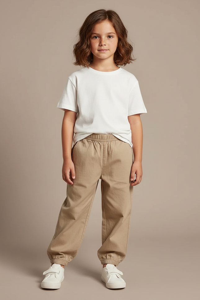 Pantalon Chino Serre En Bas - Beige Gabardine