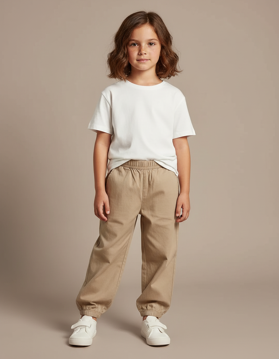 Pantalon Chino Serre En Bas - Beige Gabardine
