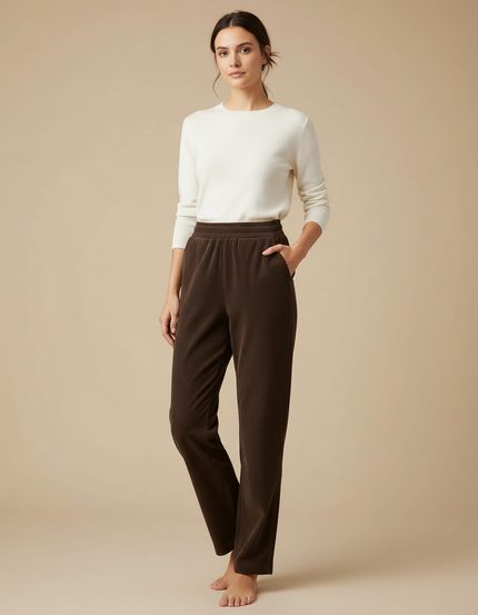 Pantalon Chino Marron Côtelé Droit Confortable Femme - Cordé