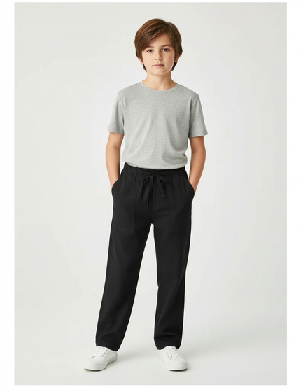 Pantalon Chino Noir Coton Ample Décontracté Enfant