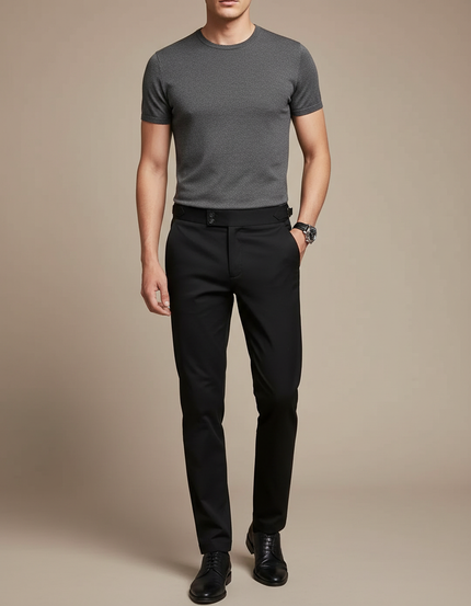 Pantalon Chino Noir Slim Ajusté Homme Élégant - Gabardine