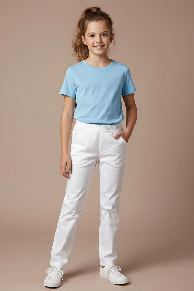 Pantalon Chino Blanc Coton Droit Enfant Décontracté