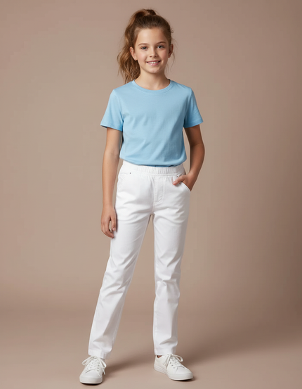 Pantalon Chino Blanc Coton Droit Enfant Décontracté