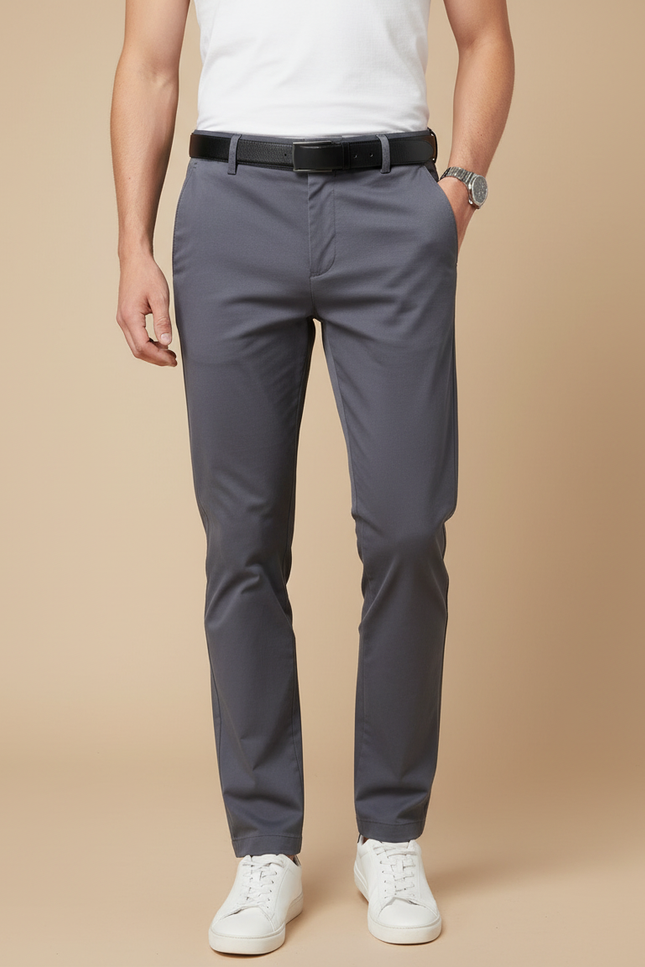 Pantalon Chino Gris Slim Extensible Décontracté Homme - Coton