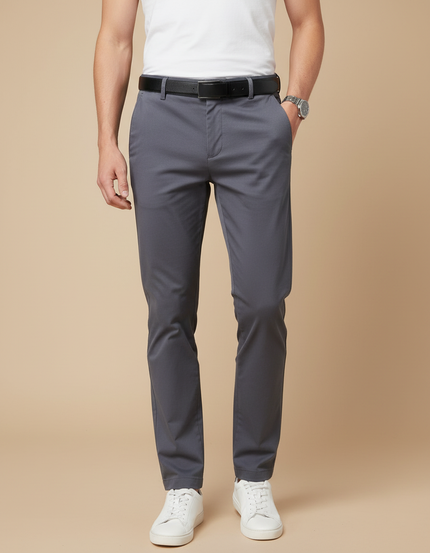 Pantalon Chino Gris Slim Extensible Décontracté Homme - Coton