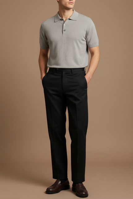 Pantalon Chino Noir Droit Habillé Élégant Homme - Gabardine