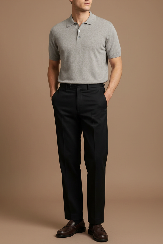 Pantalon Chino Noir Droit Habillé Élégant Homme - Gabardine