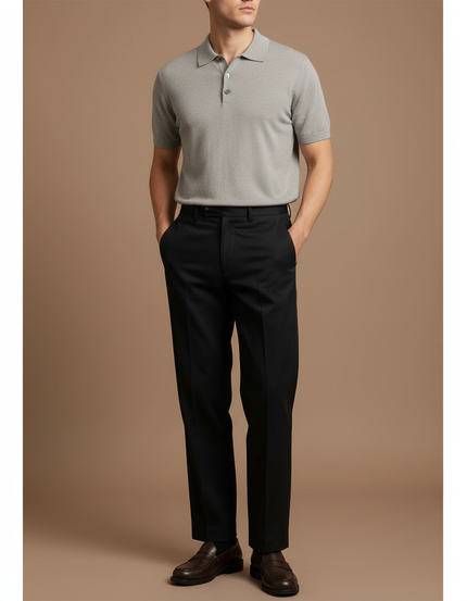 Pantalon Chino Noir Droit Habillé Élégant Homme - Gabardine