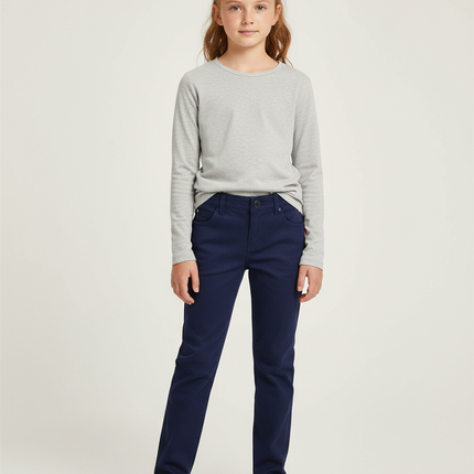 Pantalon Chino Bleu Marine Coton Slim Fille