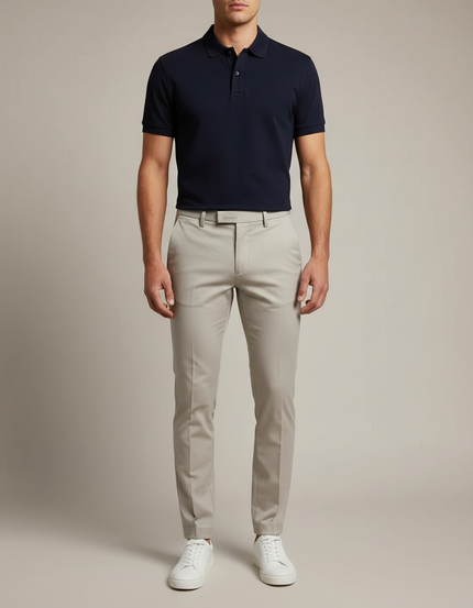 Pantalon Chino Homme Beige Slim Coton Décontracté Élégant