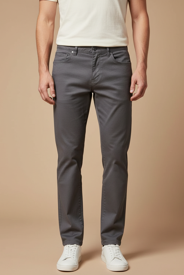 Pantalon Chino Gris Coton Slim Stretch Homme