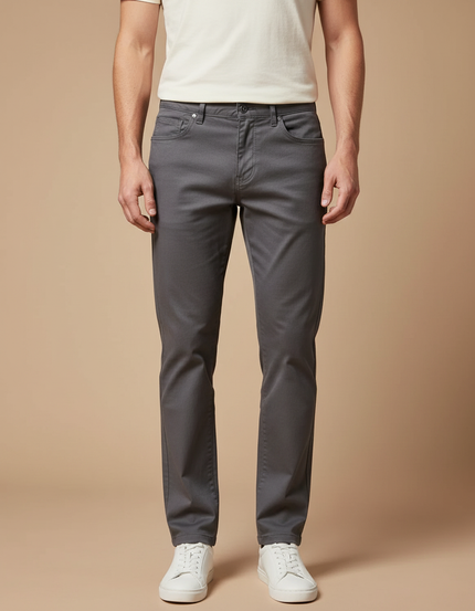 Pantalon Chino Gris Coton Slim Stretch Homme