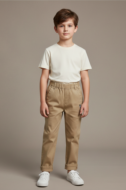Pantalon Chino Beige Coton Décontracté Garçon