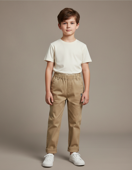Pantalon Chino Beige Coton Décontracté Garçon