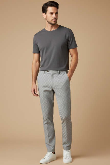 Pantalon Chino Homme Gris Tapered Coton Casual - Gabardine