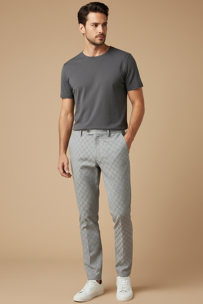 Pantalon Chino Homme Gris Tapered Coton Casual - Gabardine