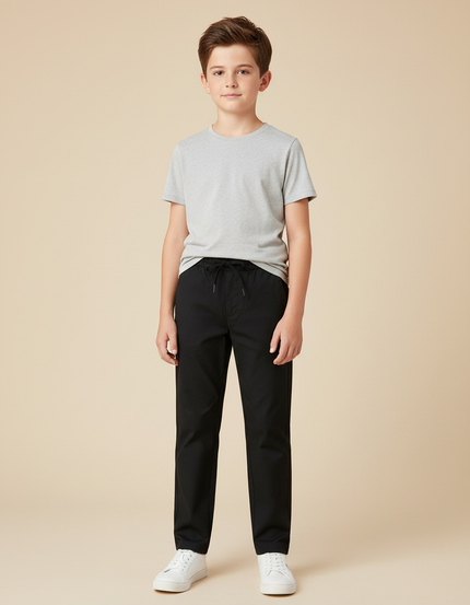 Pantalon Chino Noir Cordon Décontracté Garçon - Coton