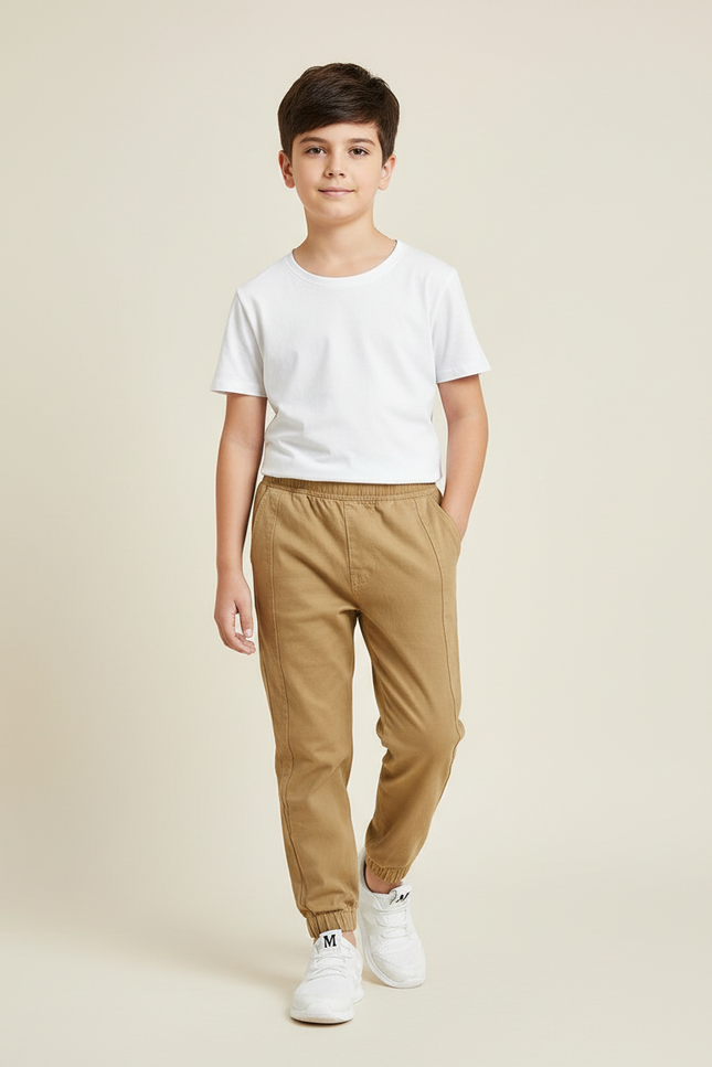 Pantalon Chino Kaki Coton Jogger Enfant Décontracté