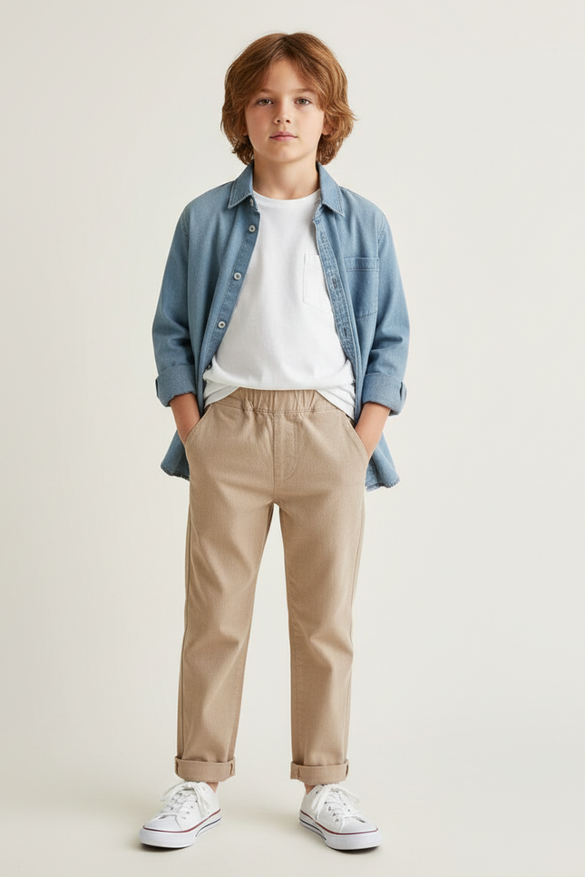 Pantalon Chino Beige Coton Décontracté Enfant Confortable
