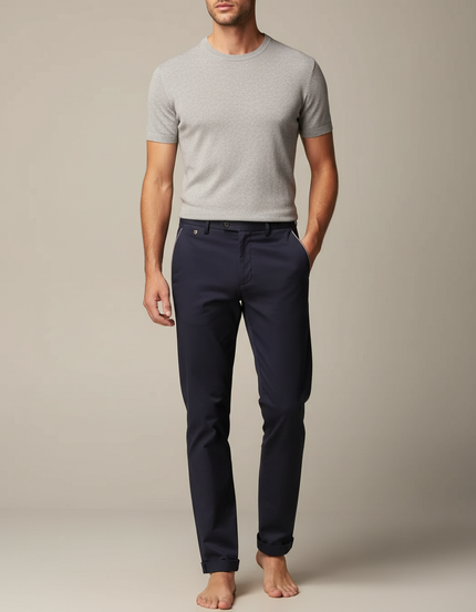 Pantalon Chino Bleu Marine Slim Coton Élégant Homme