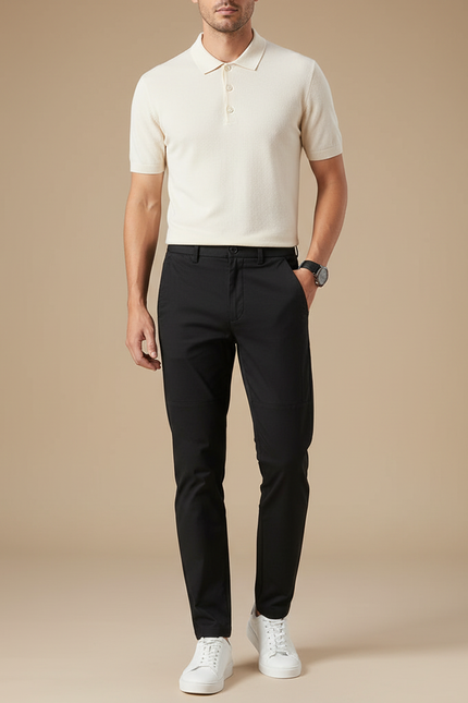 Pantalon Chino Noir Slim Extensible Classique Homme - Polyester