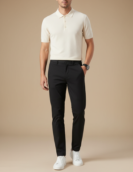 Pantalon Chino Noir Slim Extensible Classique Homme - Polyester