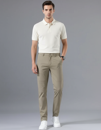 Pantalon Chino Kaki Slim Extensible Décontracté Homme - Gabardine